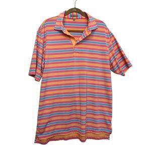 Peter Millar Men's Golf Shirt Large Summer Comfort Colorful Striped Lightweight‎